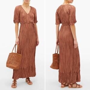 Mes Demoiselles Twinkie Maxi Dress Nude Size 2 Silk Lightweight Flowy Billowy